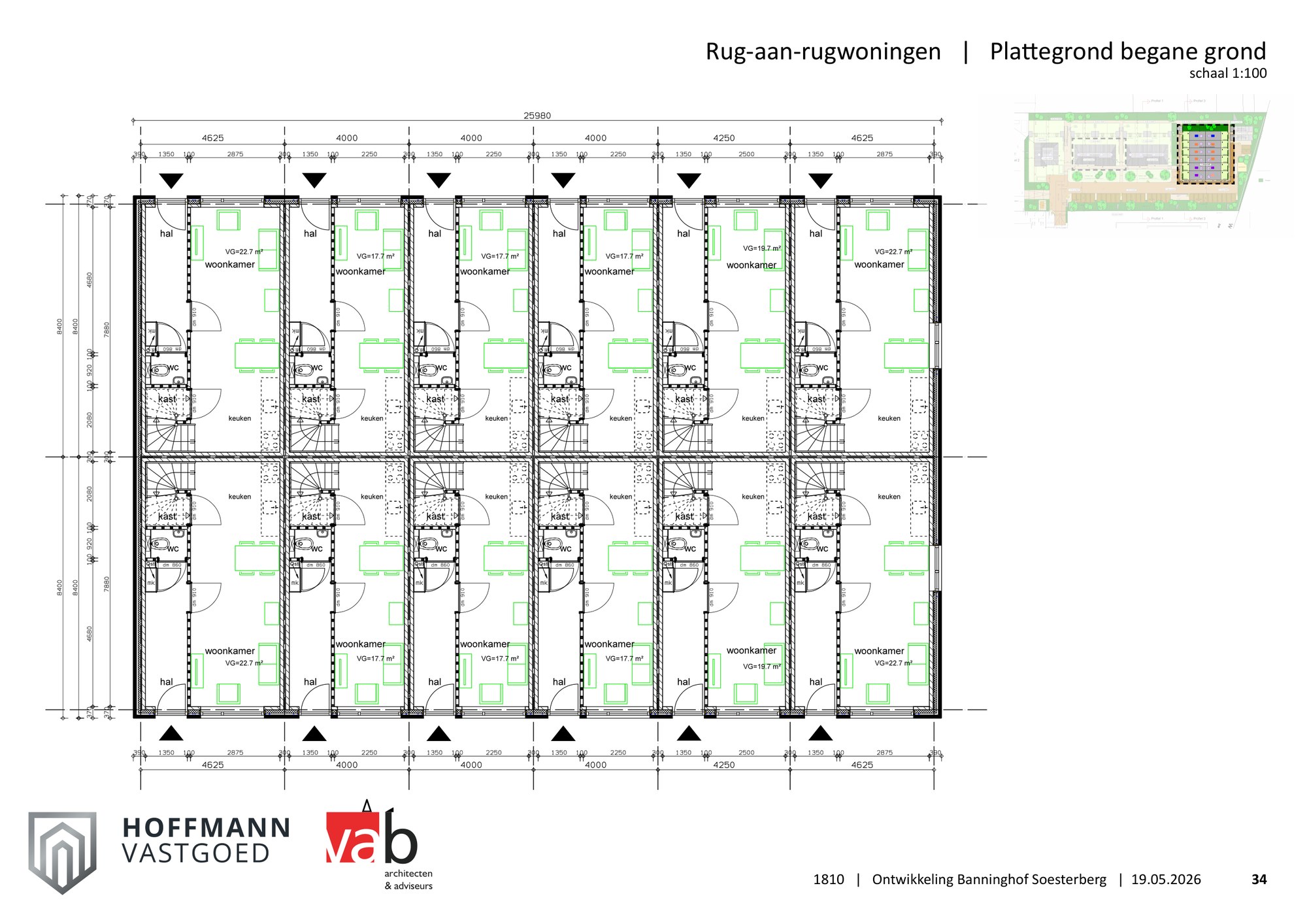 Plattegrond begane grond rug-aan-rug