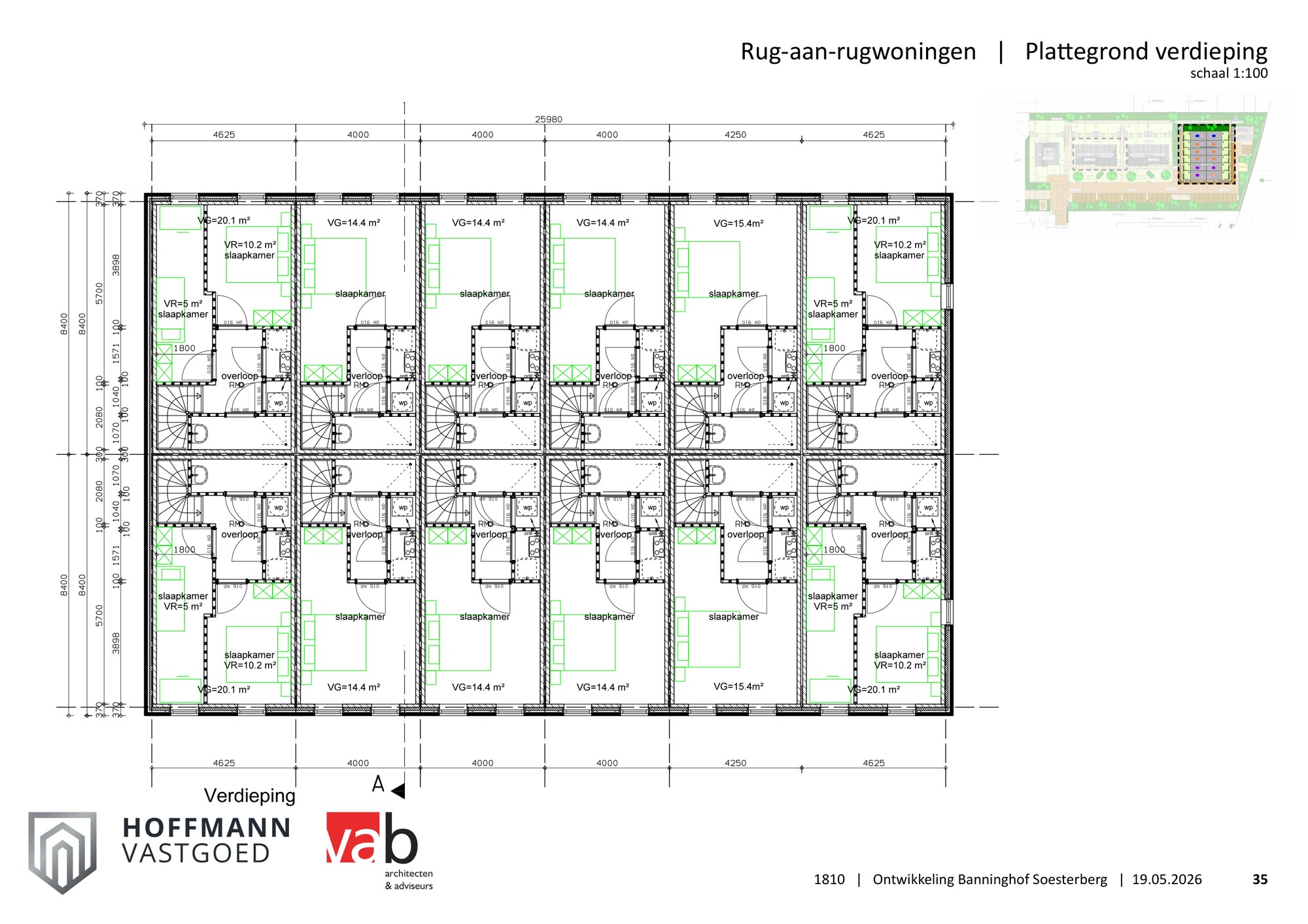 Plattegrond verdieping rug-aan-rug